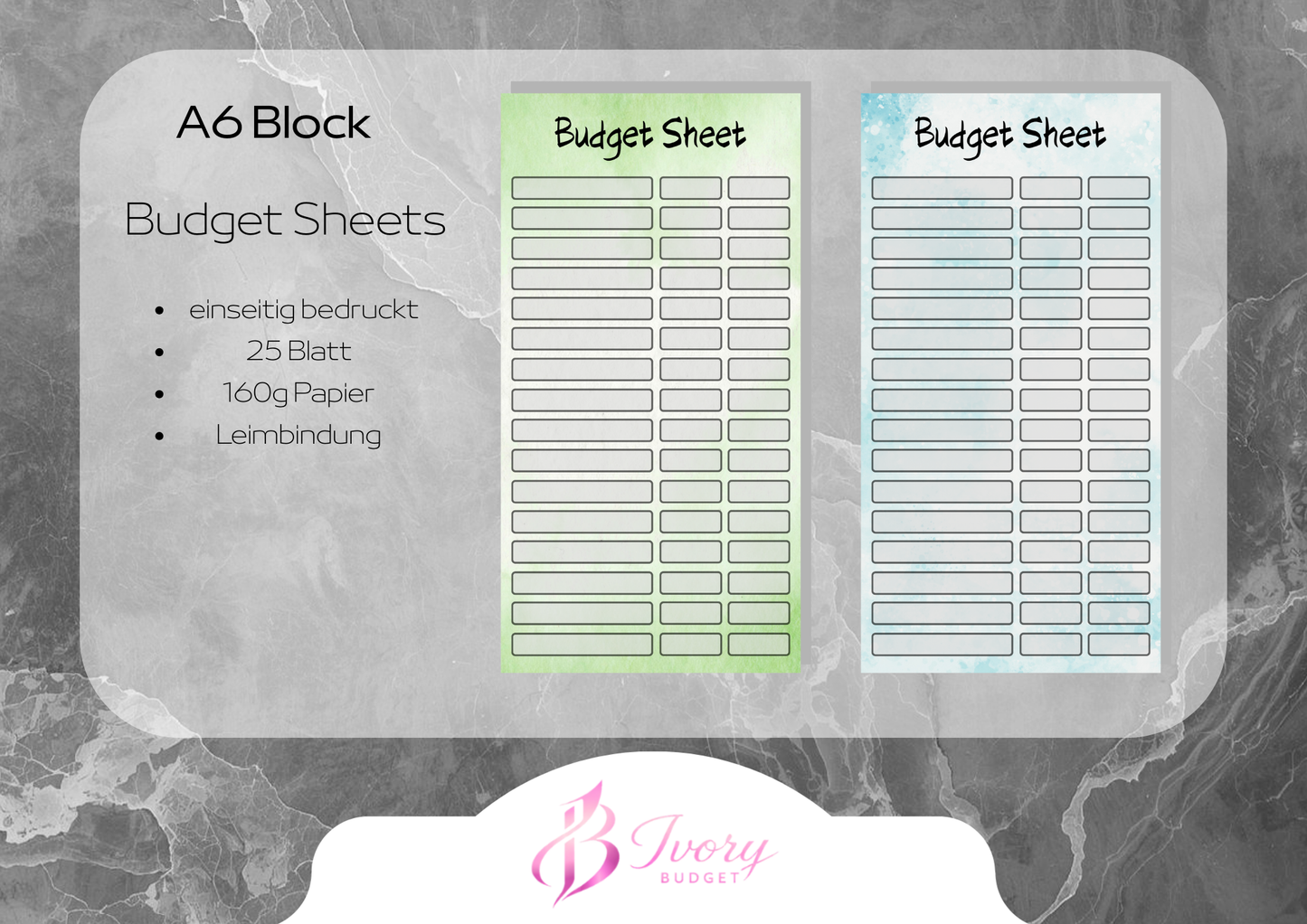 A6 Block Budget Sheets div. Farben