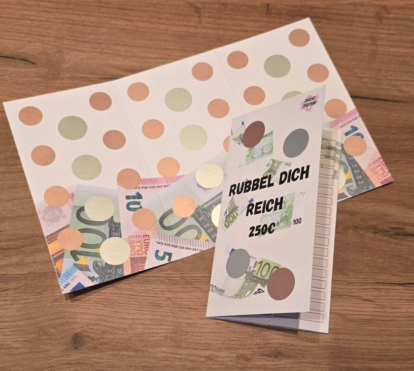 Klappkarte Rubbel dich reich