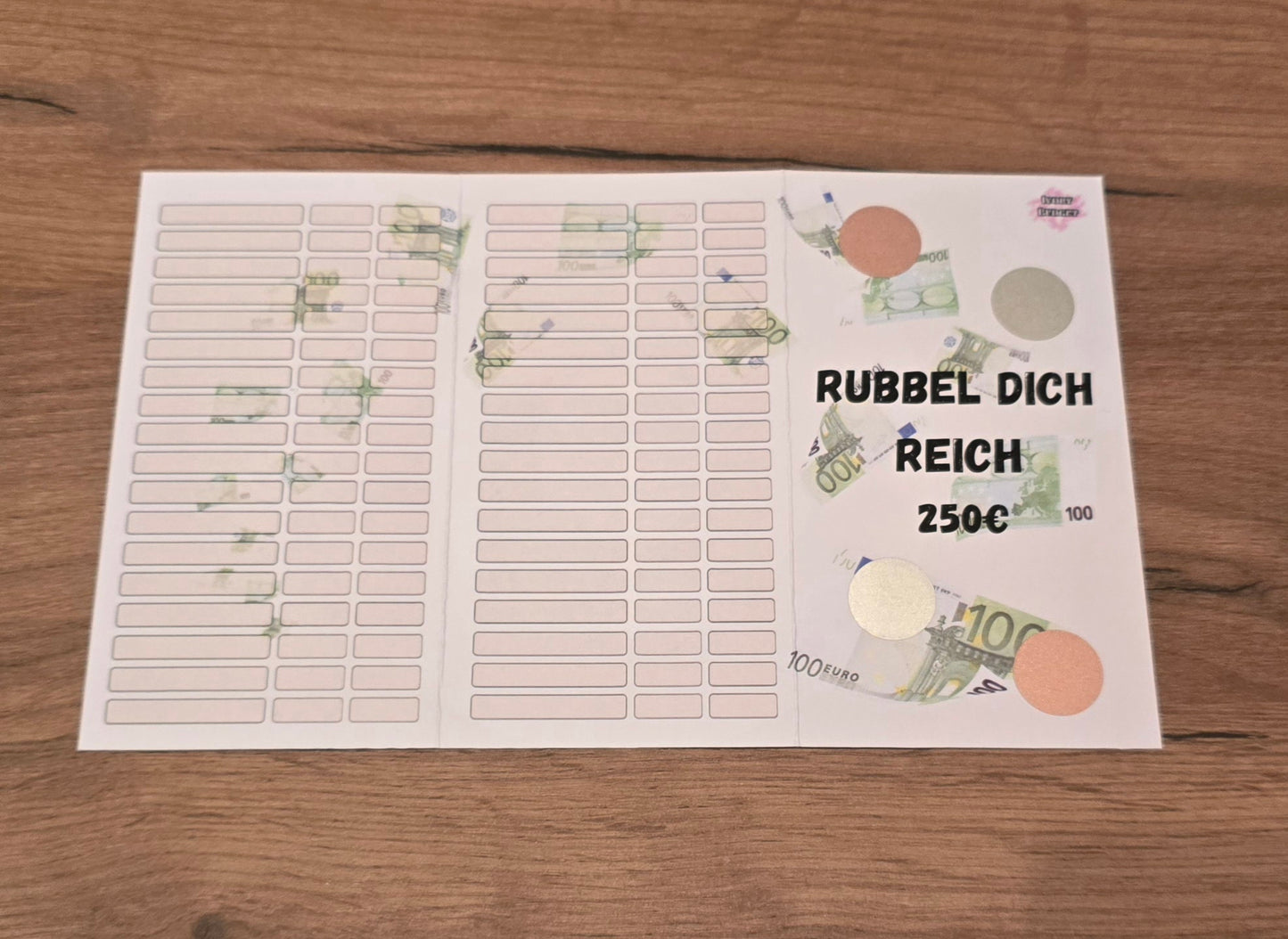 Klappkarte Rubbel dich reich