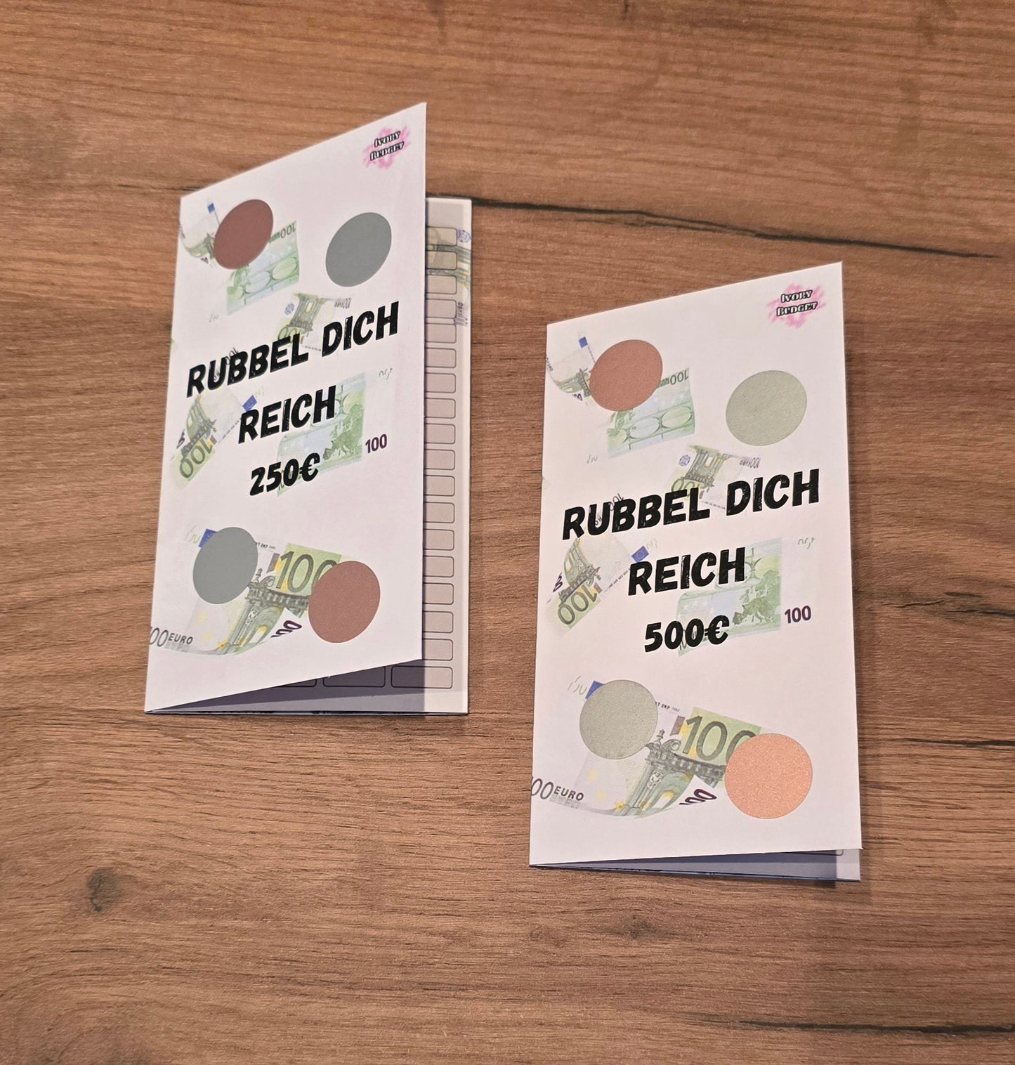 Klappkarte Rubbel dich reich