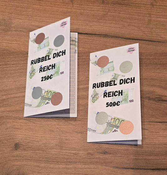 Klappkarte Rubbel dich reich