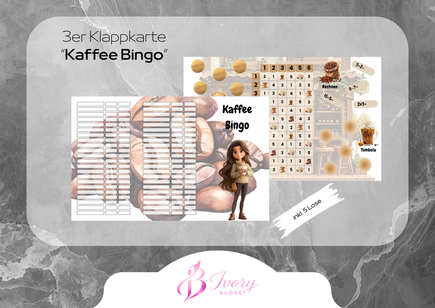 Klappkarte Kaffee Bingo