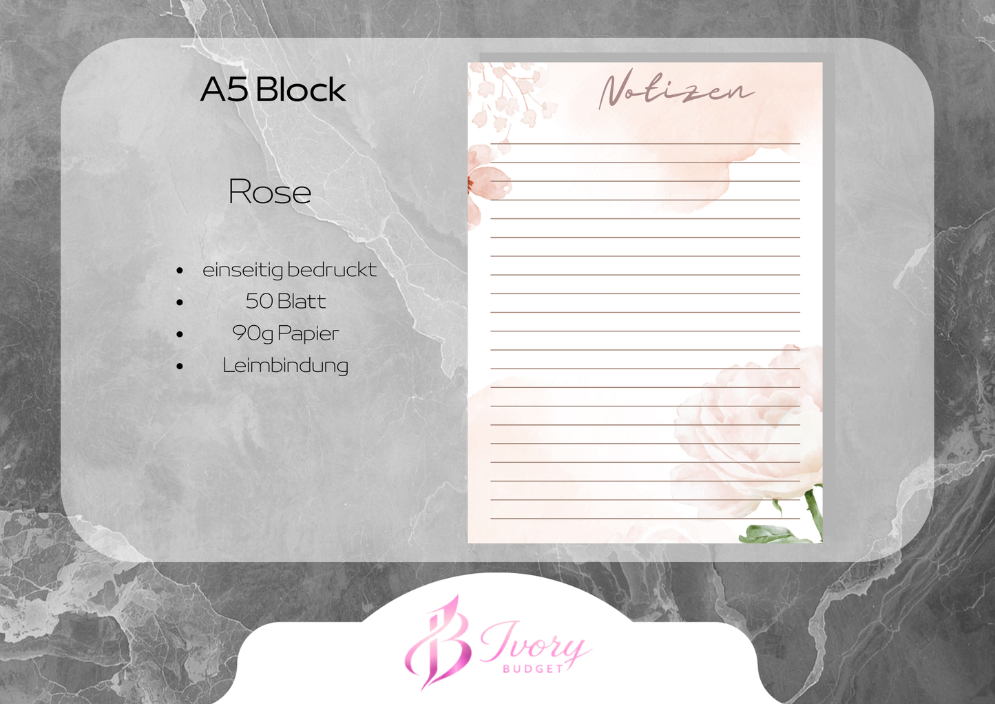 A5 Block Rose