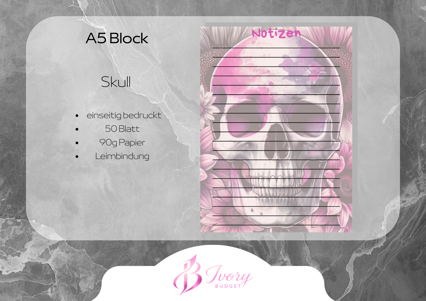 A5 Block Pink Skull