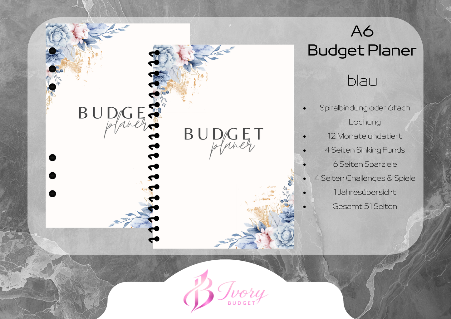 A6 Budget Planer Blau