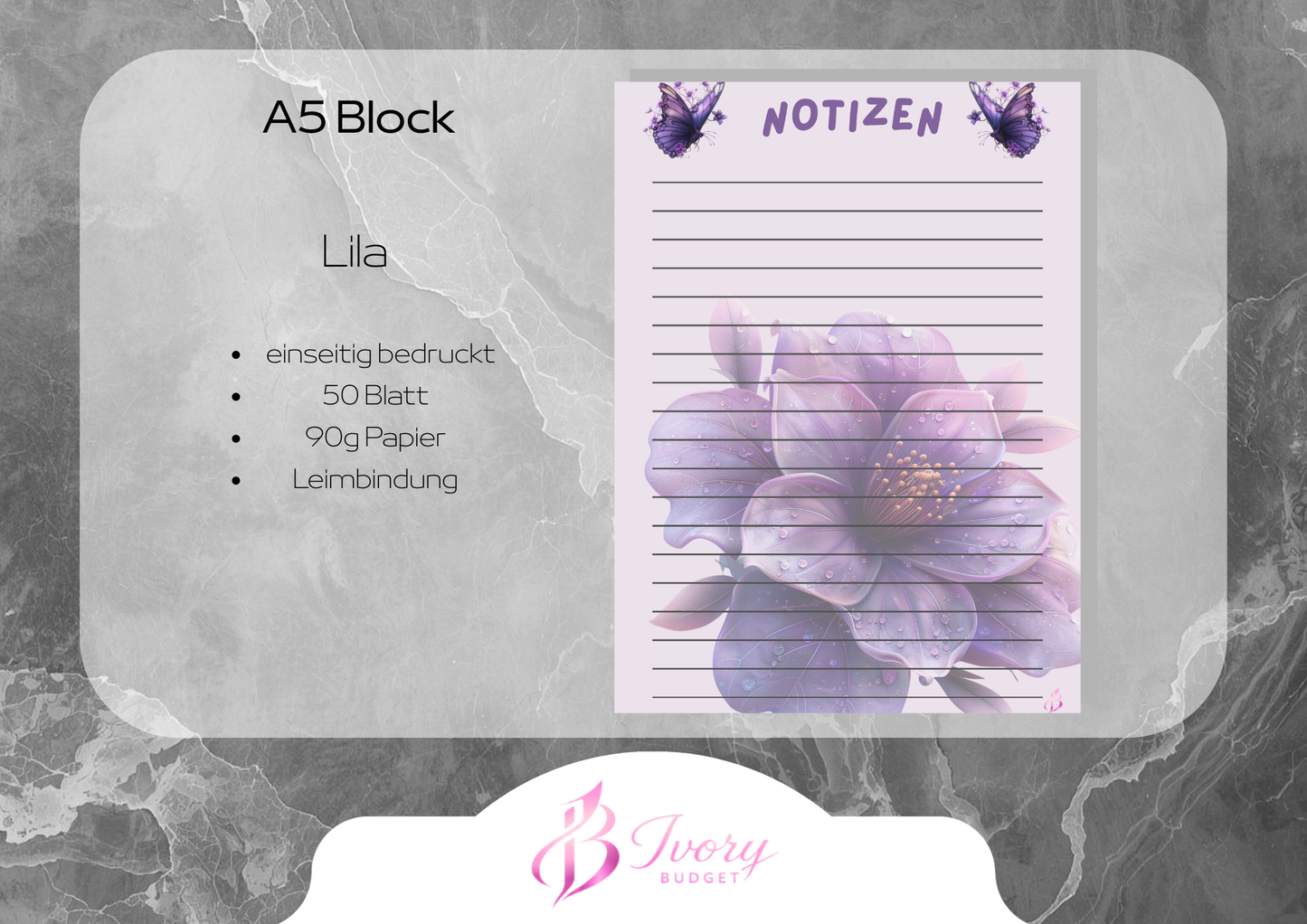A5 Block Lila Blume