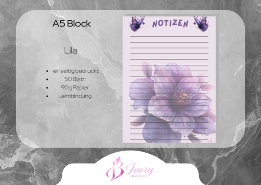 A5 Block Lila Blume