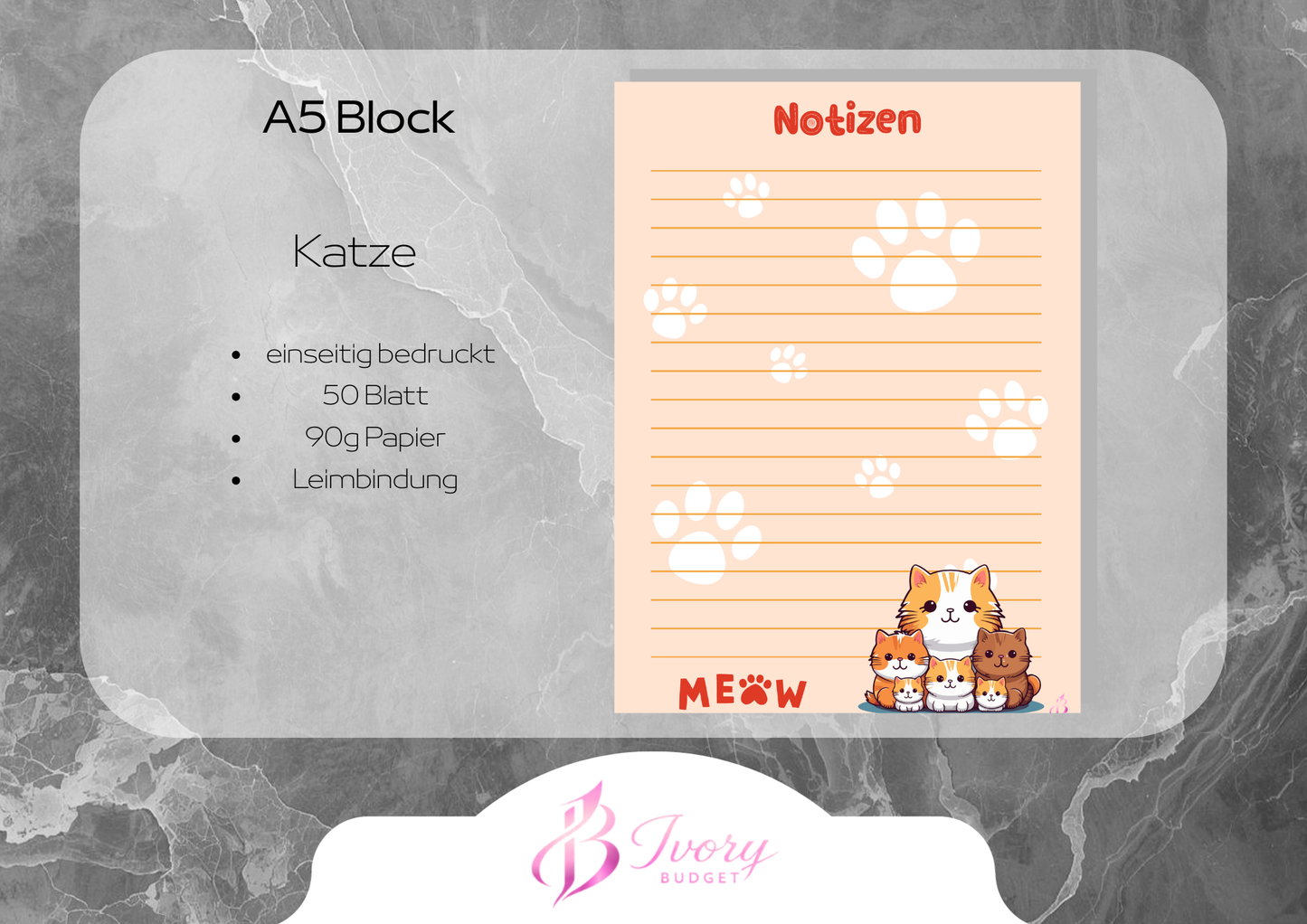 A5 Block Katze