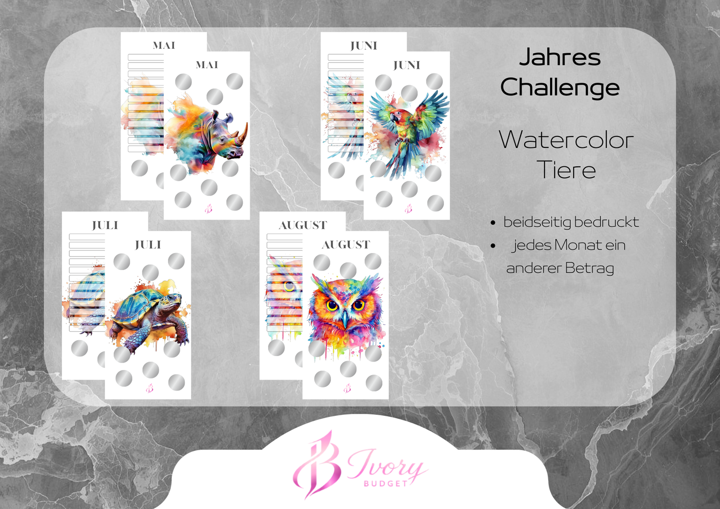 Jahreschallenge Watercolor Tiere