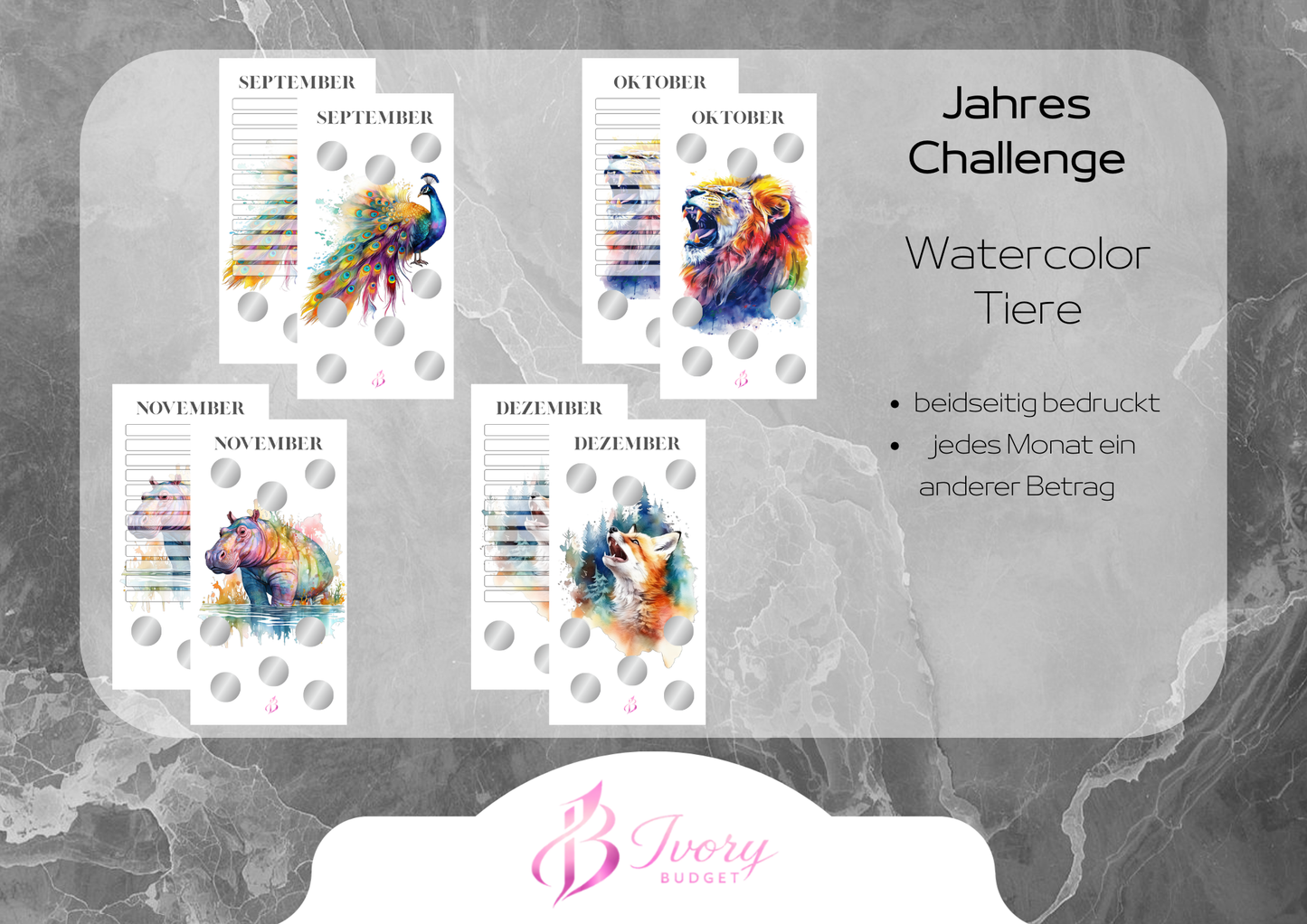 Jahreschallenge Watercolor Tiere