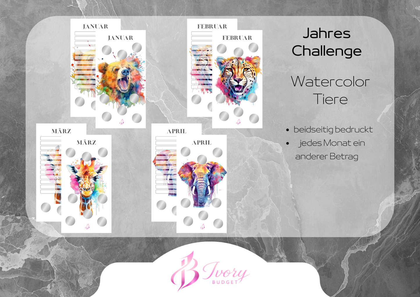 Jahreschallenge Watercolor Tiere