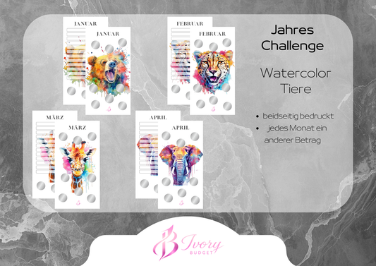 Jahreschallenge Watercolor Tiere