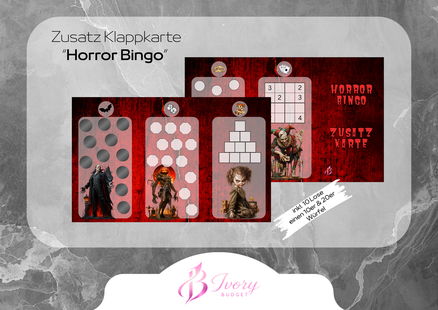 Klappkarte Horror Bingo